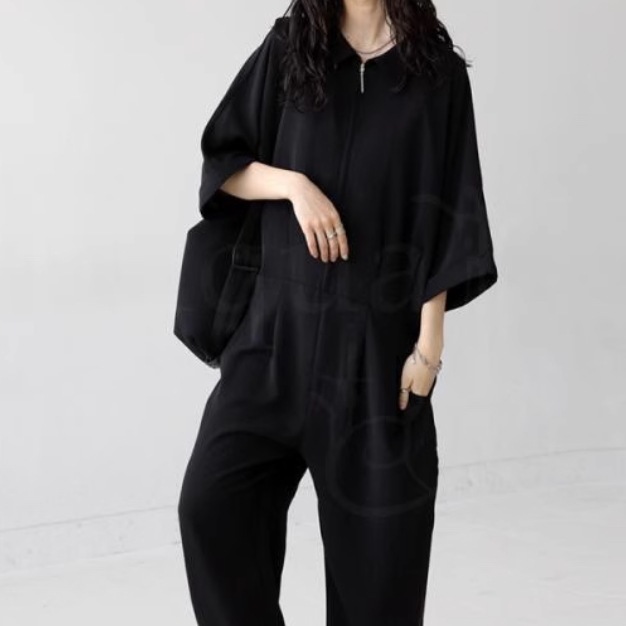 レディース パンツ ボトムス つなぎ 前開き ロングパンツ ワイドパンツ ジャンプスーツ ロング 7分袖 襟付き ワイド オーバーサイズ ファスナー ポケット かわいい 大人可愛い シンプル レディース パンツ ボトムス つなぎ 前開き ロングパンツ ワイドパンツ ジャンプスーツ ロング 7分袖 襟付き ワイド オーバーサイズ ファスナー ポケット かわいい 大人可愛い シンプル