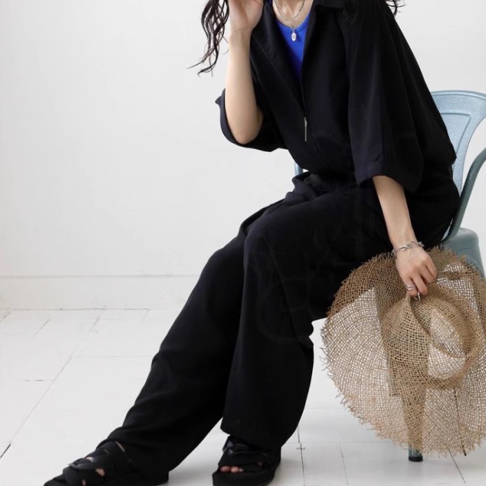 レディース パンツ ボトムス つなぎ 前開き ロングパンツ ワイドパンツ ジャンプスーツ ロング 7分袖 襟付き ワイド オーバーサイズ ファスナー ポケット かわいい 大人可愛い シンプル レディース パンツ ボトムス つなぎ 前開き ロングパンツ ワイドパンツ ジャンプスーツ ロング 7分袖 襟付き ワイド オーバーサイズ ファスナー ポケット かわいい 大人可愛い シンプル