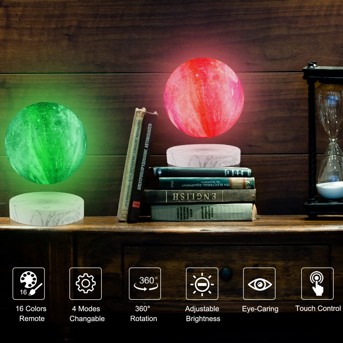 浮遊月ランプ-浮遊ギャラクシームーンライトリモコン16色LED磁気浮遊回転3D印刷ルナーナイトライト机装飾ランプ部屋の装飾のための創造的なギフト 浮遊月ランプ-浮遊ギャラクシームーンライトリモコン16色LED磁気浮遊回転3D印刷ルナーナイトライト机装飾ランプ部屋の装飾のための創造的なギフト