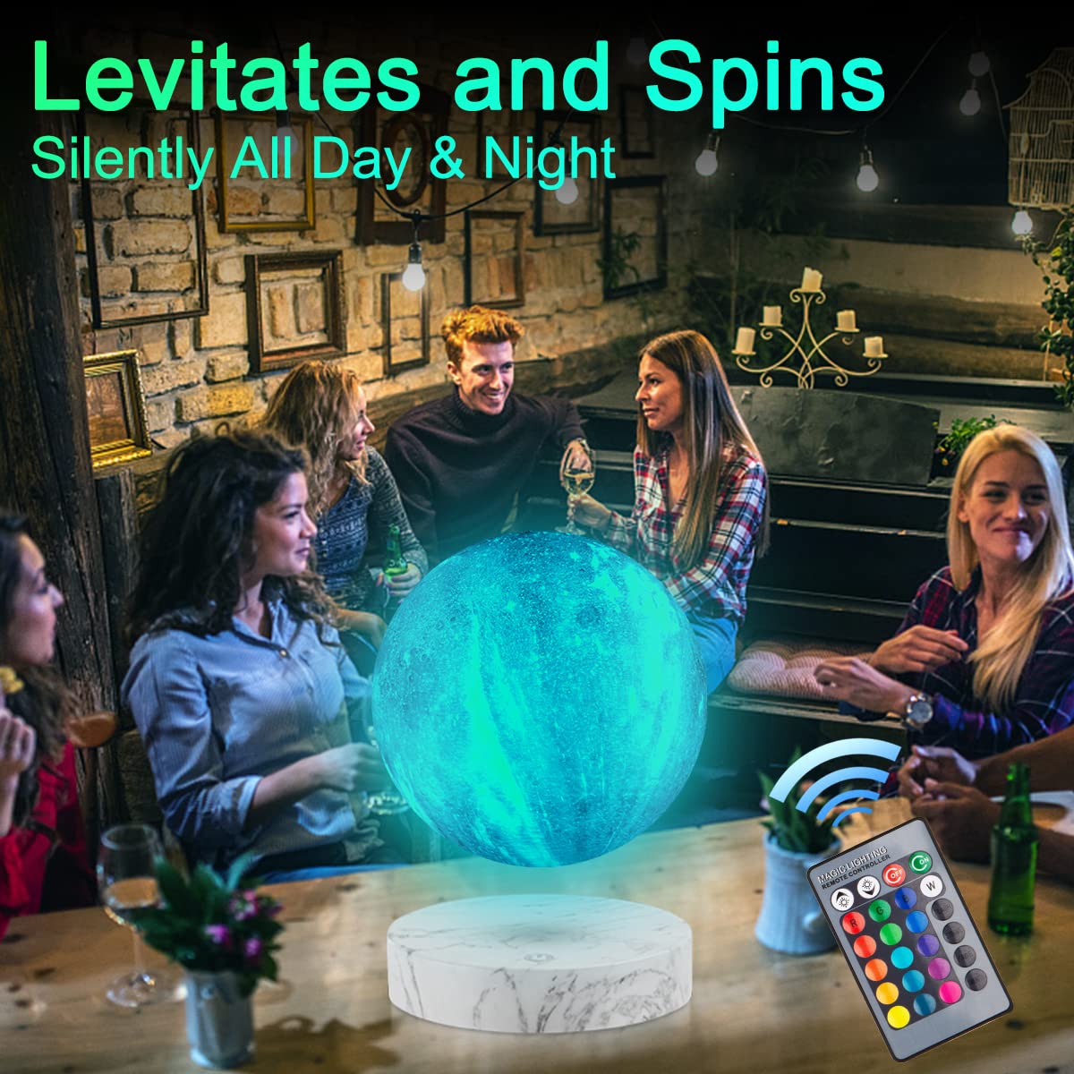 浮遊月ランプ-浮遊ギャラクシームーンライトリモコン16色LED磁気浮遊回転3D印刷ルナーナイトライト机装飾ランプ部屋の装飾のための創造的なギフト 浮遊月ランプ-浮遊ギャラクシームーンライトリモコン16色LED磁気浮遊回転3D印刷ルナーナイトライト机装飾ランプ部屋の装飾のための創造的なギフト