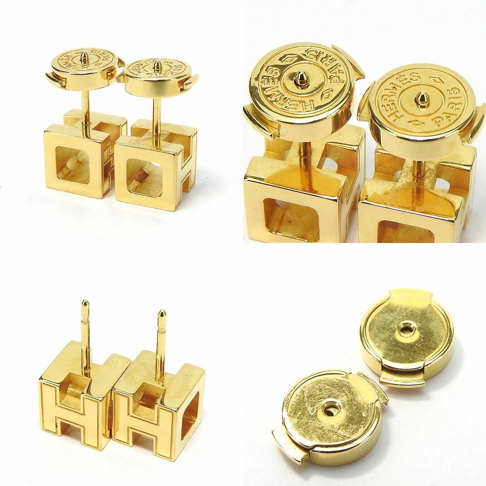 中古 エルメス ピアス カージュ ド アッシュ Hキューブ ライトブルー ゴールド メッキ GP 約5.7g アクセサリー ジュエリー 小物 レディース 女性 HERMES pierced earri 中古 エルメス ピアス カージュ ド アッシュ Hキューブ ライトブルー ゴールド メッキ GP 約5.7g アクセサリー ジュエリー 小物 レディース 女性 HERMES pierced earri