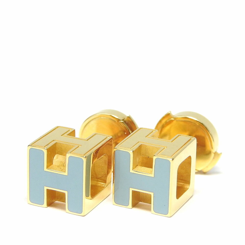 中古 エルメス ピアス カージュ ド アッシュ Hキューブ ライトブルー ゴールド メッキ GP 約5.7g アクセサリー ジュエリー 小物 レディース 女性 HERMES pierced earri 中古 エルメス ピアス カージュ ド アッシュ Hキューブ ライトブルー ゴールド メッキ GP 約5.7g アクセサリー ジュエリー 小物 レディース 女性 HERMES pierced earri