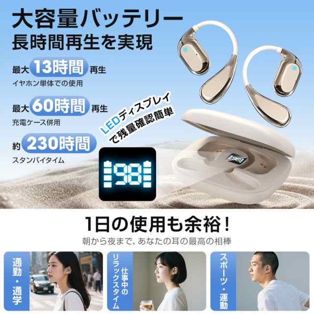 2025新作 ワイヤレスイヤホン 超軽量 オープンイヤー型高音質イヤホン ENC通話 60時間連続再生 IP54防水 耳が痛くならない Bluetooth5.4 快適 ゲーム 運動 通勤対応91 2025新作 ワイヤレスイヤホン 超軽量 オープンイヤー型高音質イヤホン ENC通話 60時間連続再生 IP54防水 耳が痛くならない Bluetooth5.4 快適 ゲーム 運動 通勤対応91