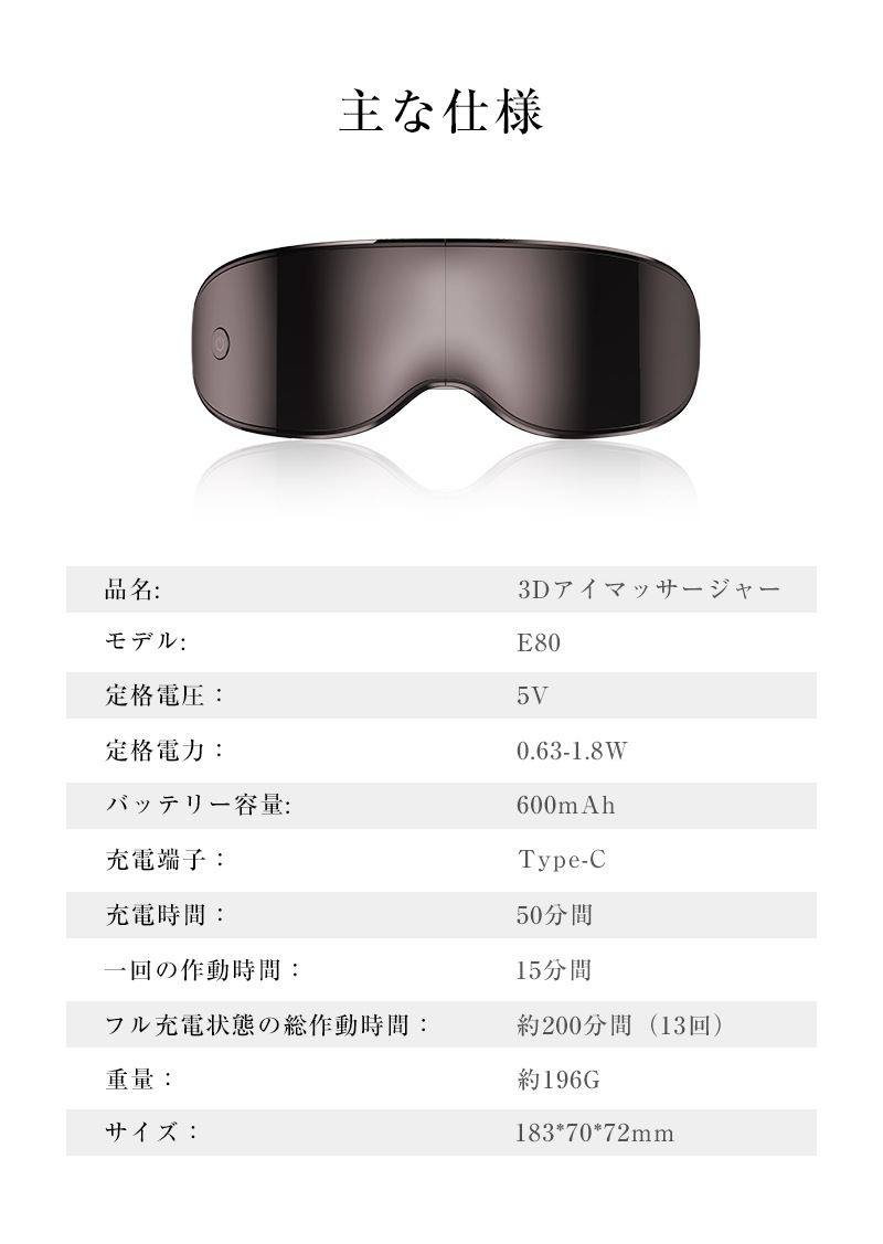 アイマッサージャー アイマスク 3D振動技術 可視デザイン 視界が遮ない 目元ケア 極上の目元エステ 眼精疲労改善 圧迫感なし 音楽機能 Bluetooth対応 4つのマッサージモード 16コヘッド