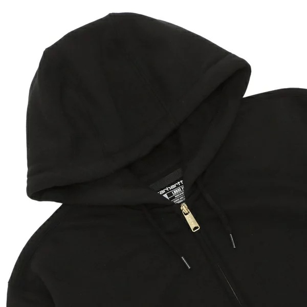 パーカー フーディー ルーズフィット ミッドウエイト フルジップ スウェット ブラック メンズ K122 BLK