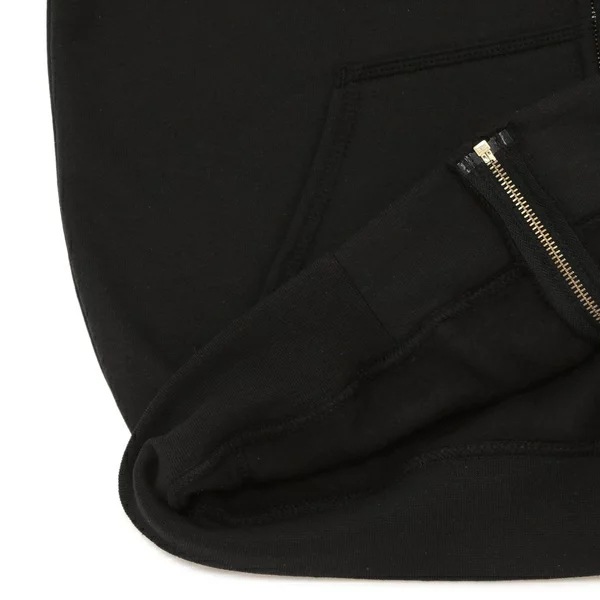 パーカー フーディー ルーズフィット ミッドウエイト フルジップ スウェット ブラック メンズ K122 BLK