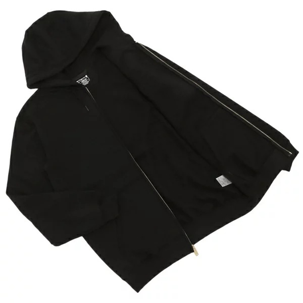 パーカー フーディー ルーズフィット ミッドウエイト フルジップ スウェット ブラック メンズ K122 BLK