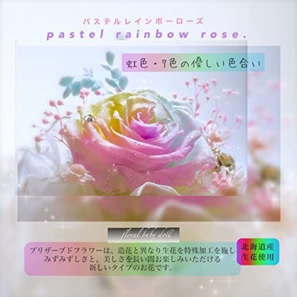 100% プリザーブドフラワー レインボーローズ レインボー
