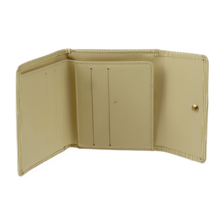 LOUIS VUITTON ルイ ヴィトン 三つ折り財布 M6348A ポルトモネ ビエ カルト クレディ エピレザー ヴァニラ イエロークリーム系 ゴールド金具 Wホック ビトン【本物保証】