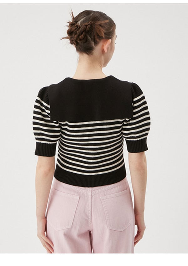 【即納】 ファーファー FURFUR トップス 25春夏 セーラーカラーニットトップス 半袖 クロップド丈 ボーダー rwnt251121
