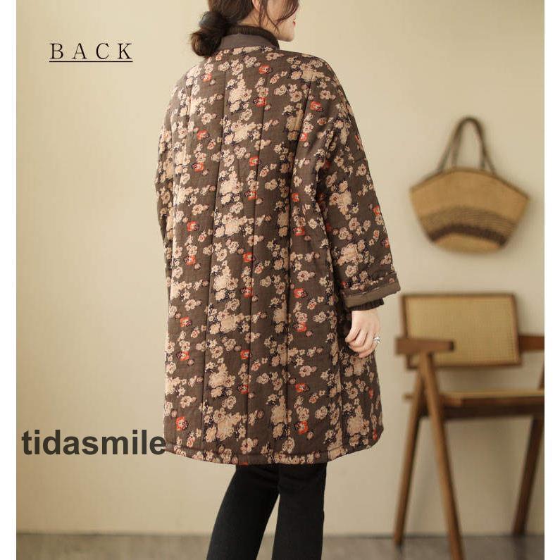 大人の魅力 中綿コート レディース オーバー ロングコート 秋冬 コート ロング 綿入り 総柄 大きい ゆったり 上着 中綿ジャケット ノーカラー 前開き 大人の魅力 中綿コート レディース オーバー ロングコート 秋冬 コート ロング 綿入り 総柄 大きい ゆったり 上着 中綿ジャケット ノーカラー 前開き