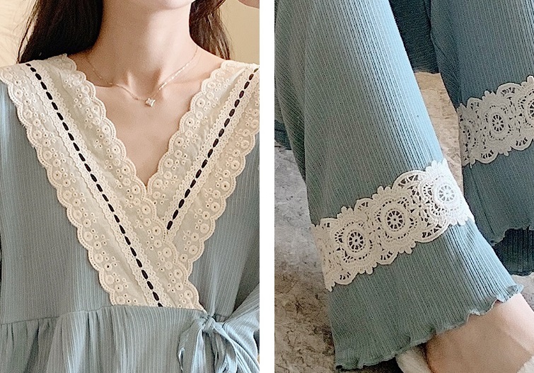 【日本未発売/送料無料】マタニティ パジャマ カシュクール サイドリボン レース フリル