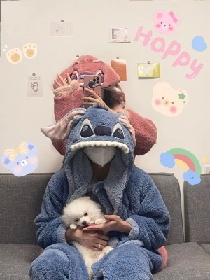 スティッチペアパジャマ女性春冬珊瑚絨毯厚手スティッチパー男性ロングフランネル部屋着 スティッチペアパジャマ女性春冬珊瑚絨毯厚手スティッチパー男性ロングフランネル部屋着