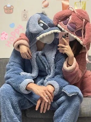 スティッチペアパジャマ女性春冬珊瑚絨毯厚手スティッチパー男性ロングフランネル部屋着 スティッチペアパジャマ女性春冬珊瑚絨毯厚手スティッチパー男性ロングフランネル部屋着