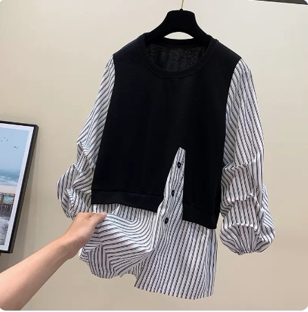 重ね着風トップス ブラウス カットソー ニットソー 長袖 パフスリーブ ストライプ ストレート 切り替えデザイン 伸縮性 かわいい 大人可愛い きれいめ 大人 上品 おしゃれ お洒落 レトロ 大人女子 重ね着風トップス ブラウス カットソー ニットソー 長袖 パフスリーブ ストライプ ストレート 切り替えデザイン 伸縮性 かわいい 大人可愛い きれいめ 大人 上品 おしゃれ お洒落 レトロ 大人女子