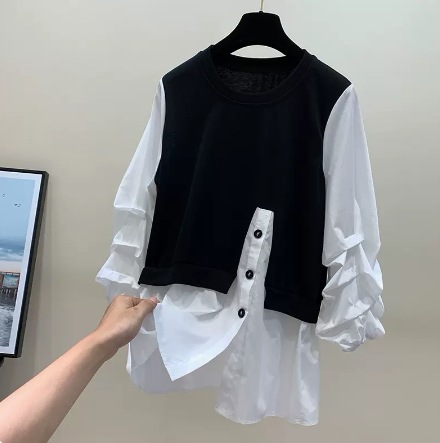 重ね着風トップス ブラウス カットソー ニットソー 長袖 パフスリーブ ストライプ ストレート 切り替えデザイン 伸縮性 かわいい 大人可愛い きれいめ 大人 上品 おしゃれ お洒落 レトロ 大人女子 重ね着風トップス ブラウス カットソー ニットソー 長袖 パフスリーブ ストライプ ストレート 切り替えデザイン 伸縮性 かわいい 大人可愛い きれいめ 大人 上品 おしゃれ お洒落 レトロ 大人女子