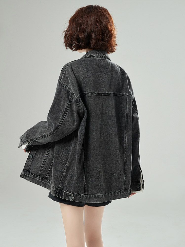 春秋新作デニムジャケットルーズアメリカンレトロカップル薄手のガスジャケットのカウボーイ服 デニムトップス