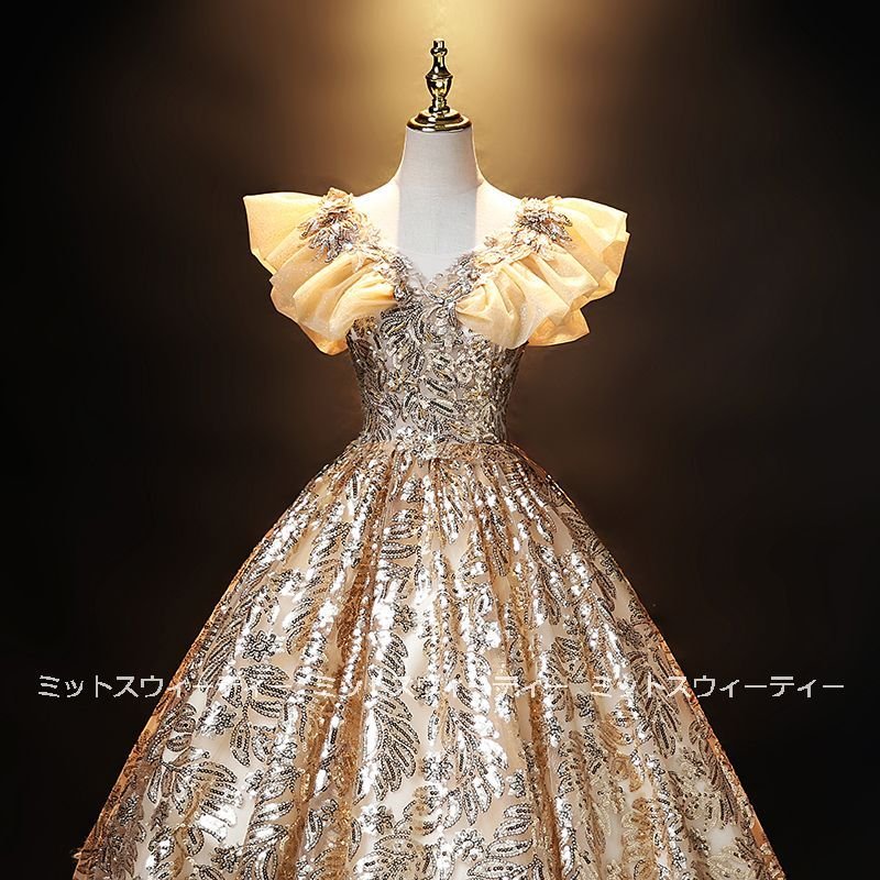 カラードレス 演奏会 ゴールド 結婚式 花嫁 ロングドレス 披露宴