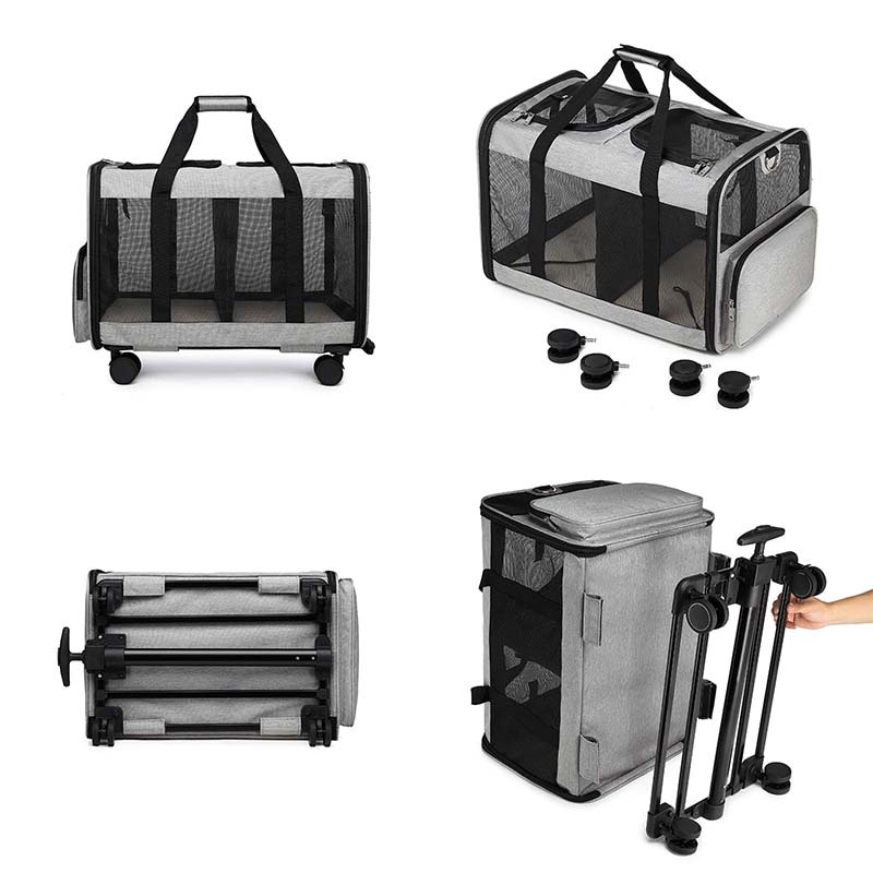 ペットキャリーカード 猫 犬 小型犬 カード 台車 ペットキャリーバッグ キャリーバッグ マット付 折りたたみ 通気性 手提げ お出かけ おしゃれ 2way 安全ロープ付 2匹収納 ペット用リュッ