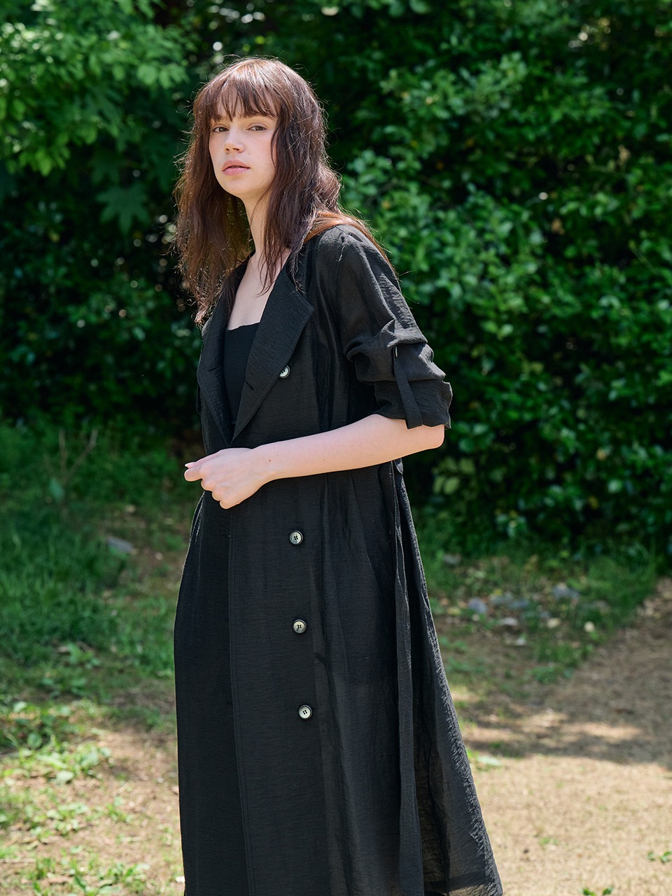 ホットサマーリネンブレンディングハイウエストトレンチドレス_ANTHRACITE-BLCAKアントラサイトブラック ホットサマーリネンブレンディングハイウエストトレンチドレス_ANTHRACITE-BLCAKアントラサイトブラック