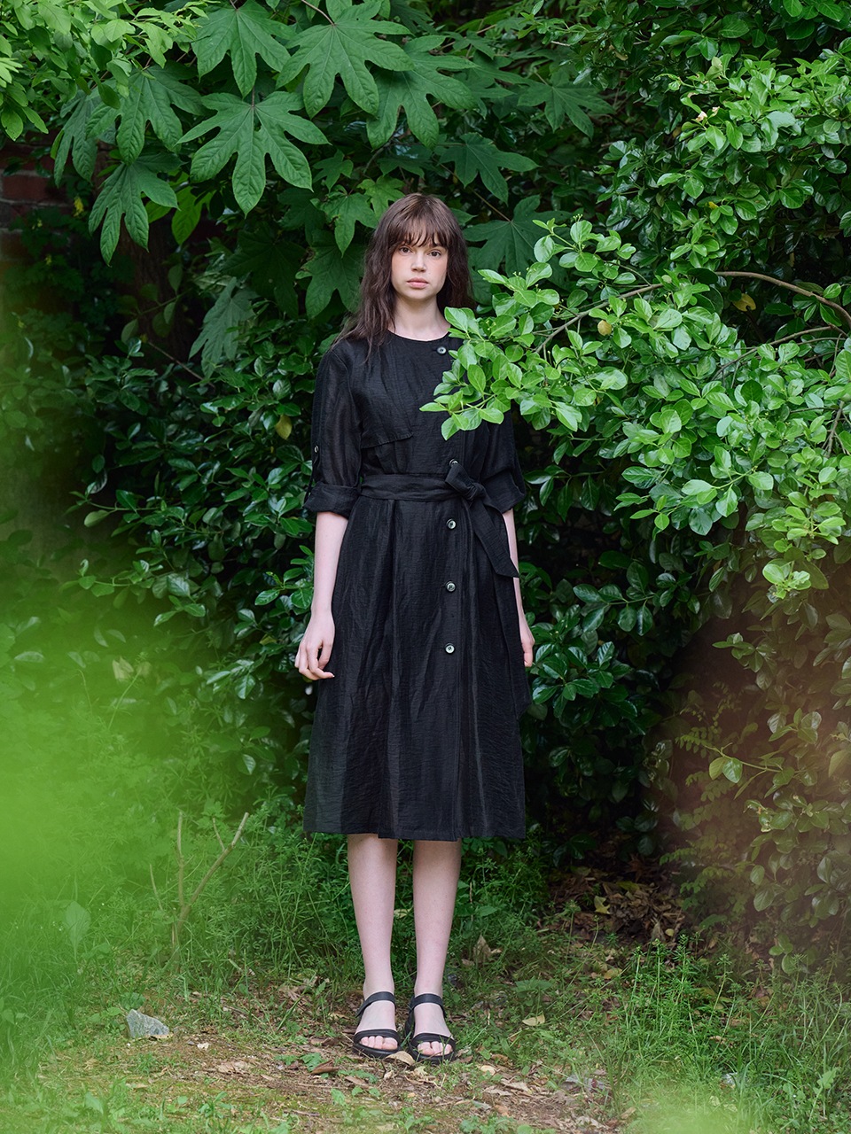 ホットサマーリネンブレンディングハイウエストトレンチドレス_ANTHRACITE-BLCAKアントラサイトブラック ホットサマーリネンブレンディングハイウエストトレンチドレス_ANTHRACITE-BLCAKアントラサイトブラック