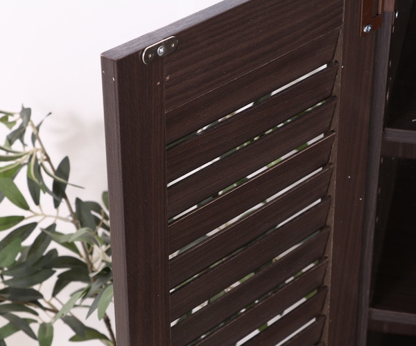 下駄箱 木製 ルーバー ミラー付き 幅60cm 組立品 幅60 シューズラック シューズボックス 玄関収納 靴 収納 靴箱 靴入れ 脚付き クツ 通気性 チェスト ラック シンプル スリム