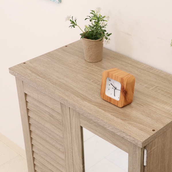 下駄箱 木製 ルーバー ミラー付き 幅60cm 組立品 幅60 シューズラック シューズボックス 玄関収納 靴 収納 靴箱 靴入れ 脚付き クツ 通気性 チェスト ラック シンプル スリム