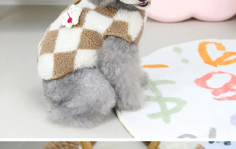 犬用のソフトフリースジャンプスーツ,子犬と子猫用のチェックウェア,コスチュームコート,ペット服,1個