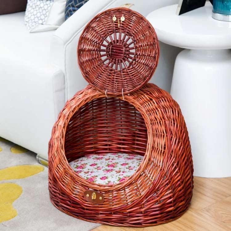 籐ペットハウス ペットハウス 籐 ぺットハウス 猫用品 キャリーバッグ カート 運べる 移動用 バスケット サークル ケージ ハウス ベッド キャリー