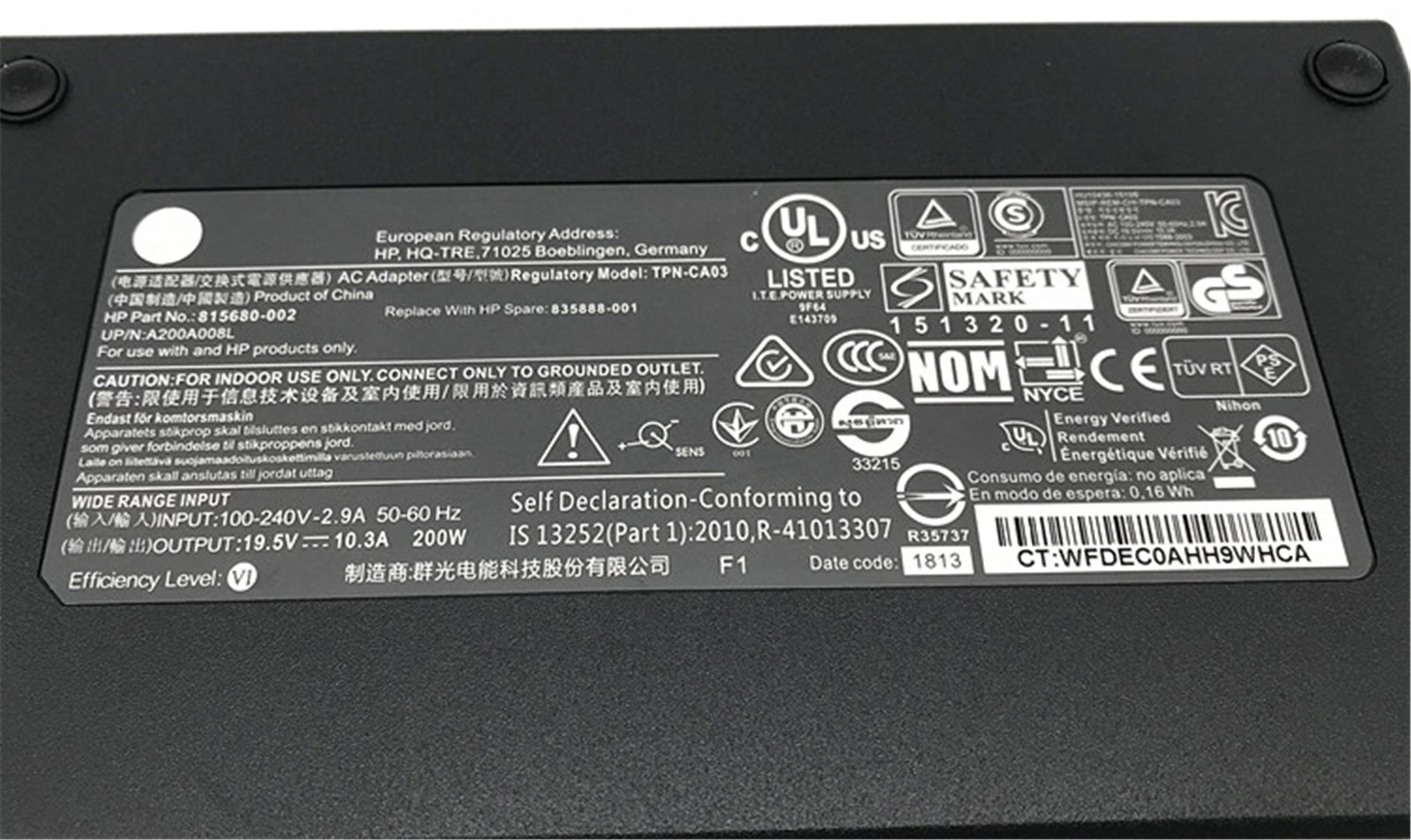 19.5V 10.3A 電源・HPノートパソコン互換 Zbook15 G7 Omen 4 5 6 Pro 7 Omen3 plus TPN-CA03 19.5V 10.3A 200W 交換用のノートパ 19.5V 10.3A 電源・HPノートパソコン互換 Zbook15 G7 Omen 4 5 6 Pro 7 Omen3 plus TPN-CA03 19.5V 10.3A 200W 交換用のノートパ