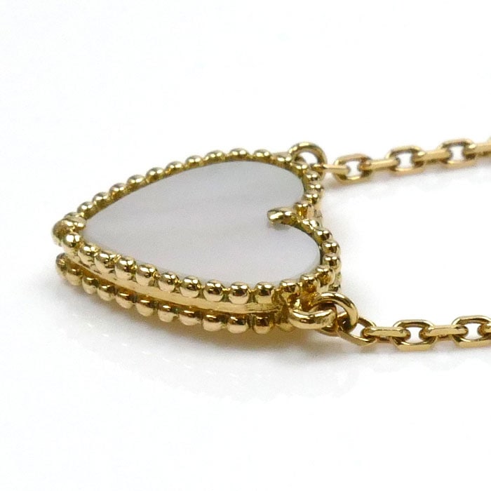 Van Cleef & Arpels ヴァンクリーフ＆アーペル K18YG イエローゴールド ラッキー アルハンブラ ハート シェル ネックレス シェル 4.7g 42cm レディース 中古