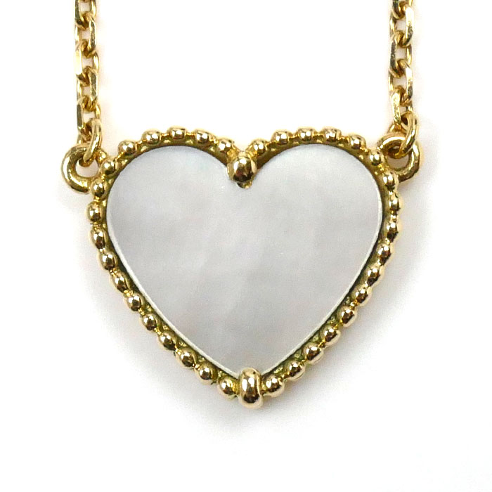 Van Cleef & Arpels ヴァンクリーフ＆アーペル K18YG イエローゴールド ラッキー アルハンブラ ハート シェル ネックレス シェル 4.7g 42cm レディース 中古