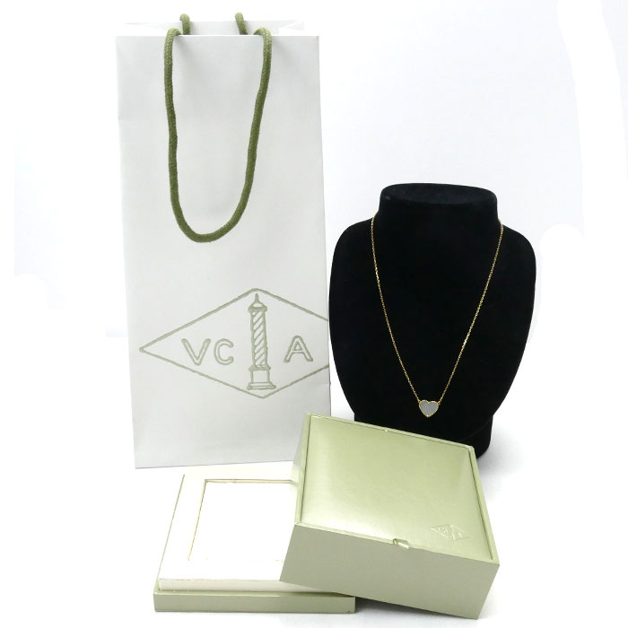 Van Cleef & Arpels ヴァンクリーフ＆アーペル K18YG イエローゴールド ラッキー アルハンブラ ハート シェル ネックレス シェル 4.7g 42cm レディース 中古