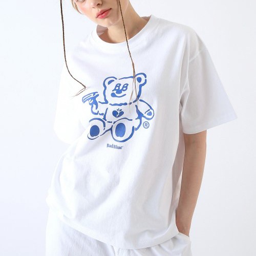 【IVE ガウル 着用】Bad Bear White T-Shirts 半袖Tシャツ「男女兼用」 【IVE ガウル 着用】Bad Bear White T-Shirts 半袖Tシャツ「男女兼用」
