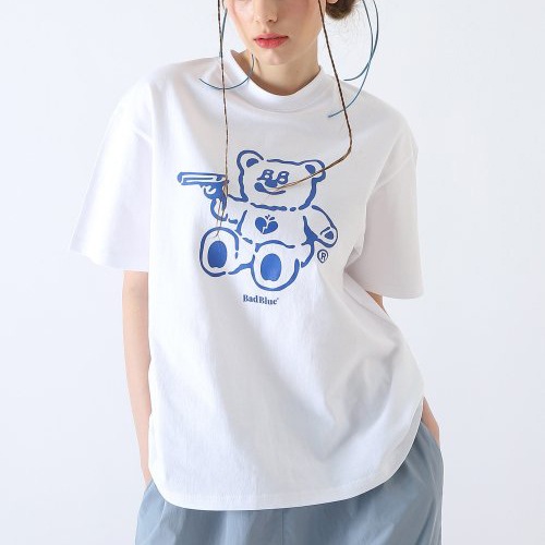 【IVE ガウル 着用】Bad Bear White T-Shirts 半袖Tシャツ「男女兼用」 【IVE ガウル 着用】Bad Bear White T-Shirts 半袖Tシャツ「男女兼用」