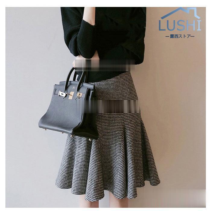 ニット セットアップ レディース 40代 秋冬 長袖 ニットトップス チェック柄マーメイドスカート オシャレセットアップ 韓国風 大人通勤 着痩せ 30代 50代