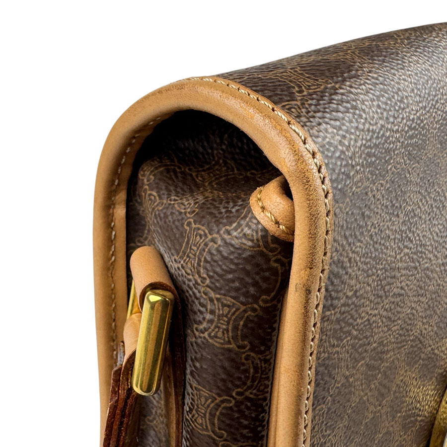 セリーヌ CELINE 斜め掛けショルダーバッグ マカダム PVC/レザー ブラウン ゴールド レディース z6030 セリーヌ CELINE 斜め掛けショルダーバッグ マカダム PVC/レザー ブラウン ゴールド レディース z6030