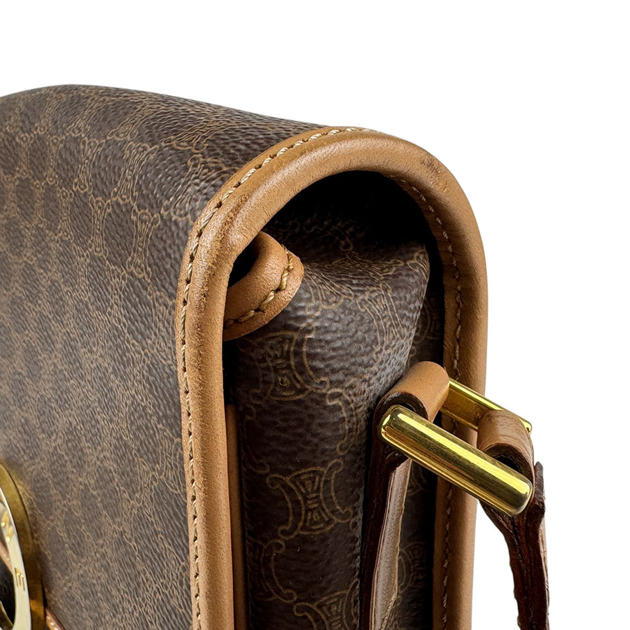 セリーヌ CELINE 斜め掛けショルダーバッグ マカダム PVC/レザー ブラウン ゴールド レディース z6030 セリーヌ CELINE 斜め掛けショルダーバッグ マカダム PVC/レザー ブラウン ゴールド レディース z6030