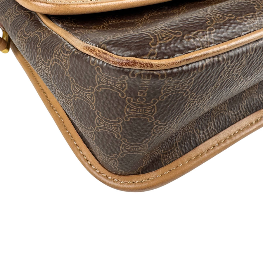 セリーヌ CELINE 斜め掛けショルダーバッグ マカダム PVC/レザー ブラウン ゴールド レディース z6030 セリーヌ CELINE 斜め掛けショルダーバッグ マカダム PVC/レザー ブラウン ゴールド レディース z6030