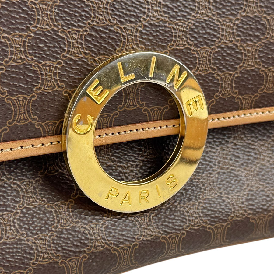 セリーヌ CELINE 斜め掛けショルダーバッグ マカダム PVC/レザー ブラウン ゴールド レディース z6030 セリーヌ CELINE 斜め掛けショルダーバッグ マカダム PVC/レザー ブラウン ゴールド レディース z6030