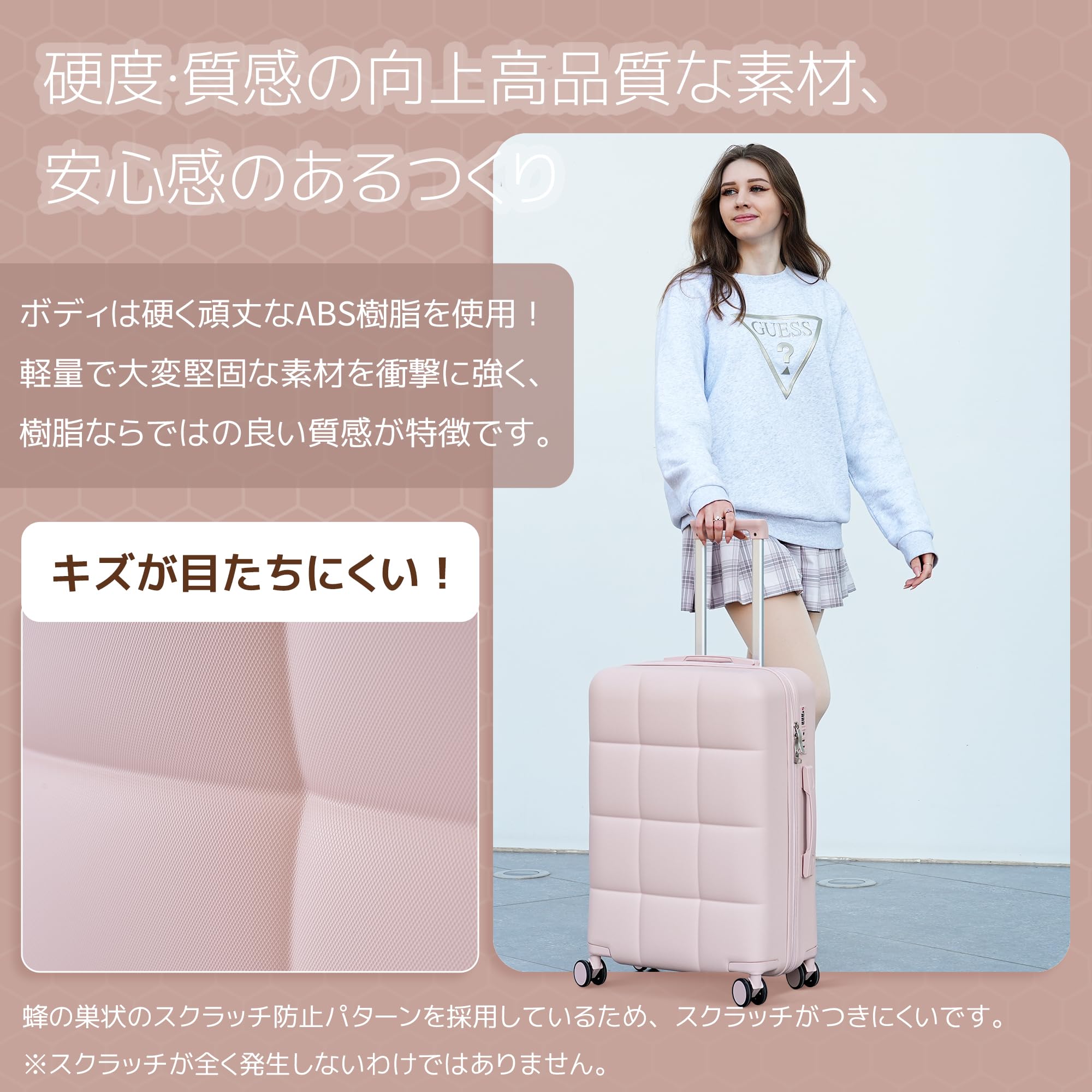 キャリーバッグ 大型 90L ピンク ダブルキャスター 旅行 出張 軽量 楽天市場】【20%OFFクーポン〜】スーツケース ダブルキャスター
