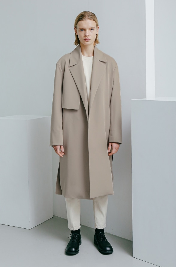 [SPERONE] Minimal Open Line Trench Coat Man