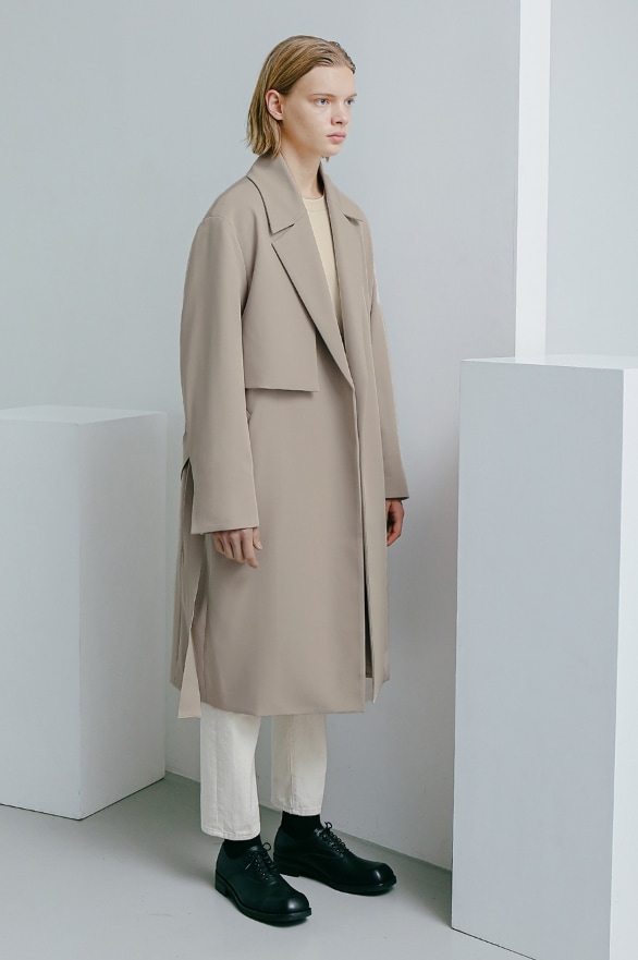 [SPERONE] Minimal Open Line Trench Coat Man