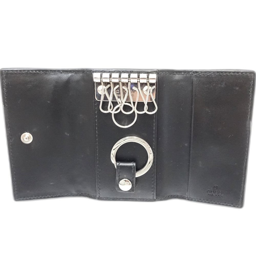 6連 625565 キーケース GGエンボスレザー ブラック/181216【中古】 6連 625565 キーケース GGエンボスレザー ブラック/181216【中古】