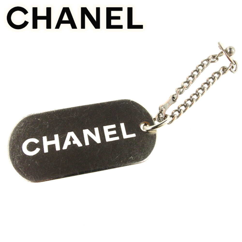 キーホルダー チャーム ロゴプレート オールドシャネル シルバー 中古