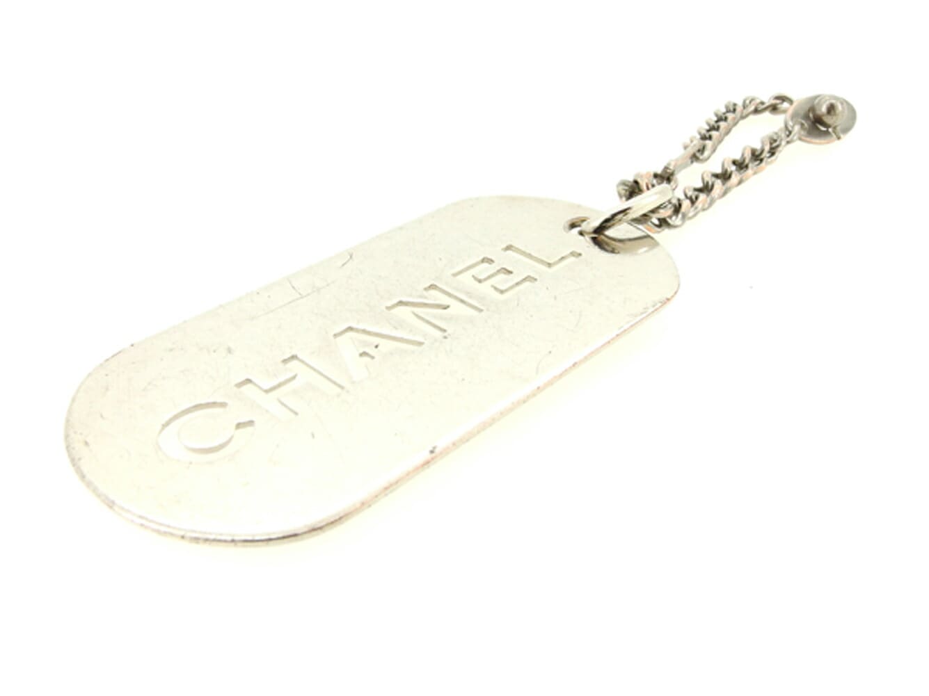 キーホルダー チャーム ロゴプレート オールドシャネル シルバー 中古