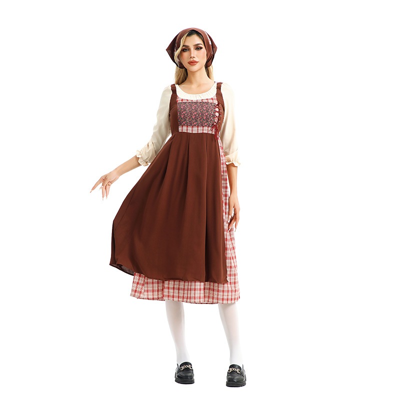 ハロウィン大人コスチューム文学風レトロドレスヨーロッパの田園風農場民間フランスのマナーメイド服 ハロウィン大人コスチューム文学風レトロドレスヨーロッパの田園風農場民間フランスのマナーメイド服