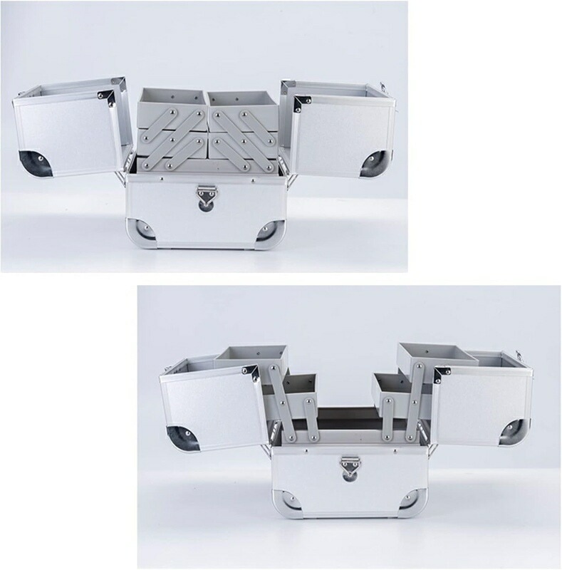 化粧品収納ボックス コスメボックス 大容量 プロ式 アルミ 持ち運び メイクボックス コスメ収納 整理簡単 小物入れ スキンケア製品の保管 多機能化粧品ケース 防水防塵 旅行