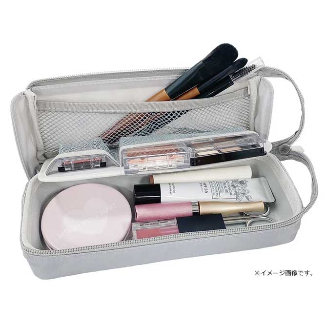 （まとめ買い）HI! MY ZOO エルガバペンケース L字トレー型 小物/メイク入れ カラー（ホワイト） HZ037A [x3]