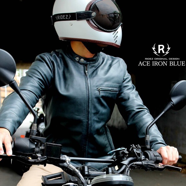 RIDEZ ACE JACKET IRON BLUE XL RLJ110 シングルライダースジャケット